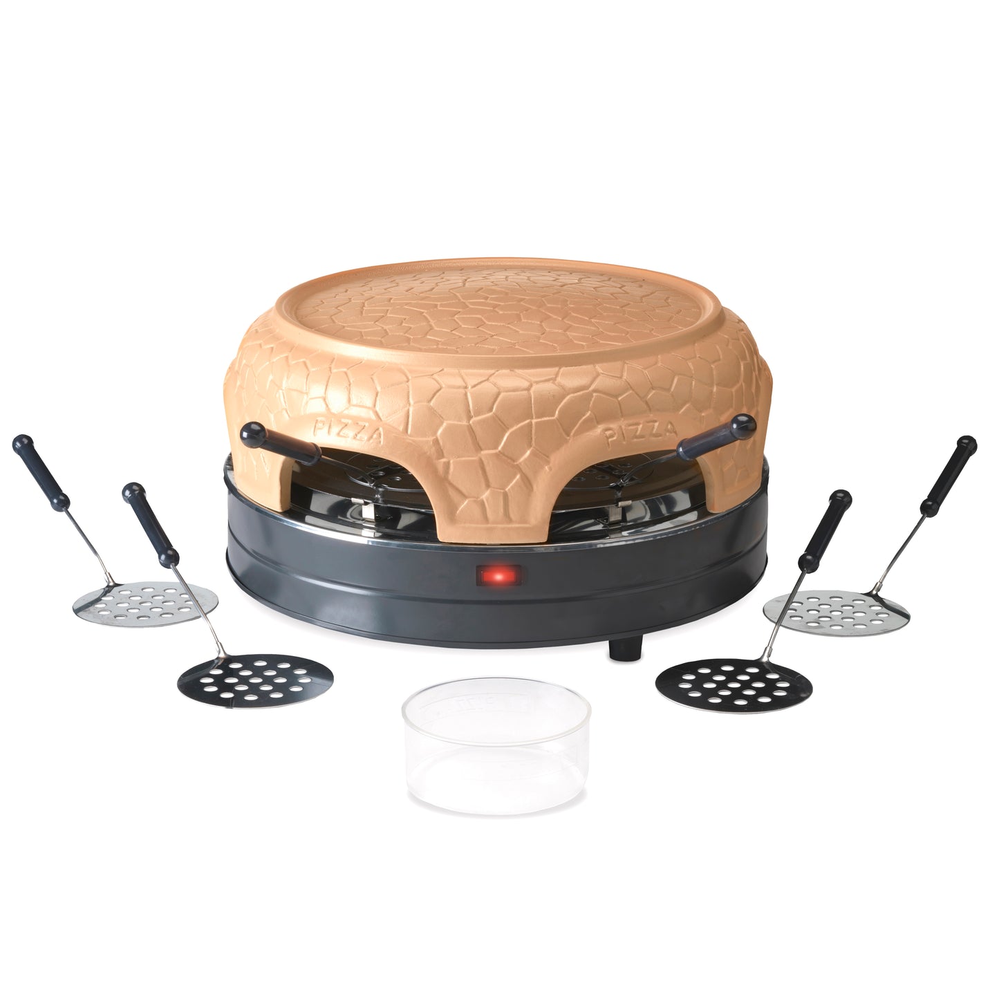 Gastronoma 18310017 - Pizza oven voor 6 personen - Inclusief bakspatels, bakplaat en pizzavorm - Keramiek/Grijs
