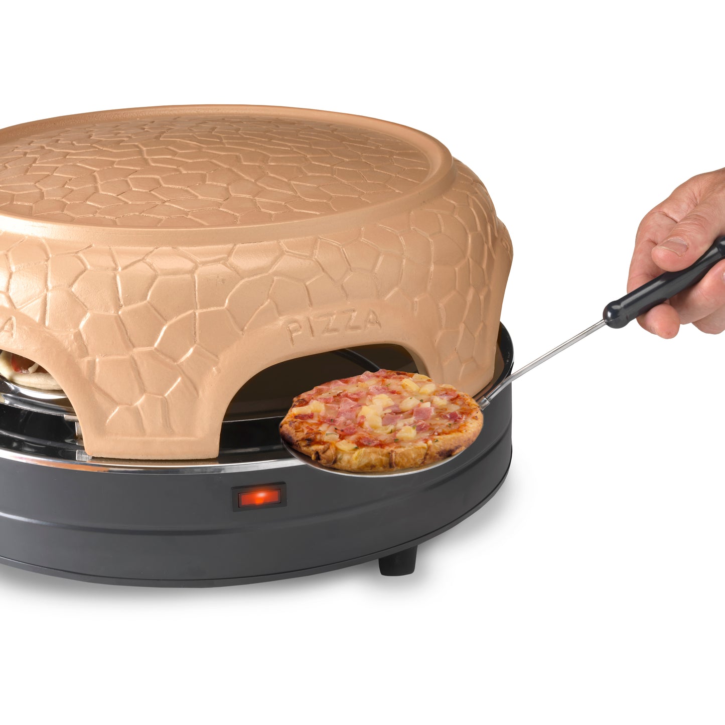 Gastronoma 18310017 - Pizza oven voor 6 personen - Inclusief bakspatels, bakplaat en pizzavorm - Keramiek/Grijs