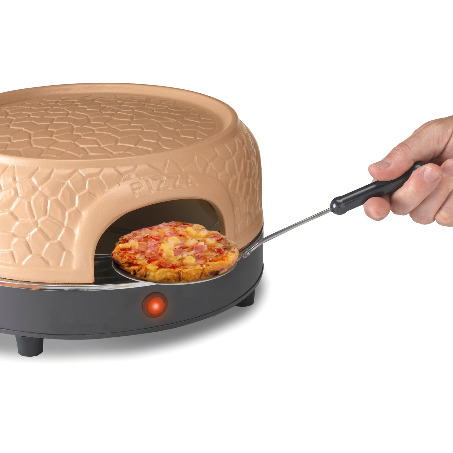 Gastronoma 18310016 - Pizza oven voor 4 personen - Inclusief bakspatels, bakplaat en pizzavorm - Keramiek/Grijs