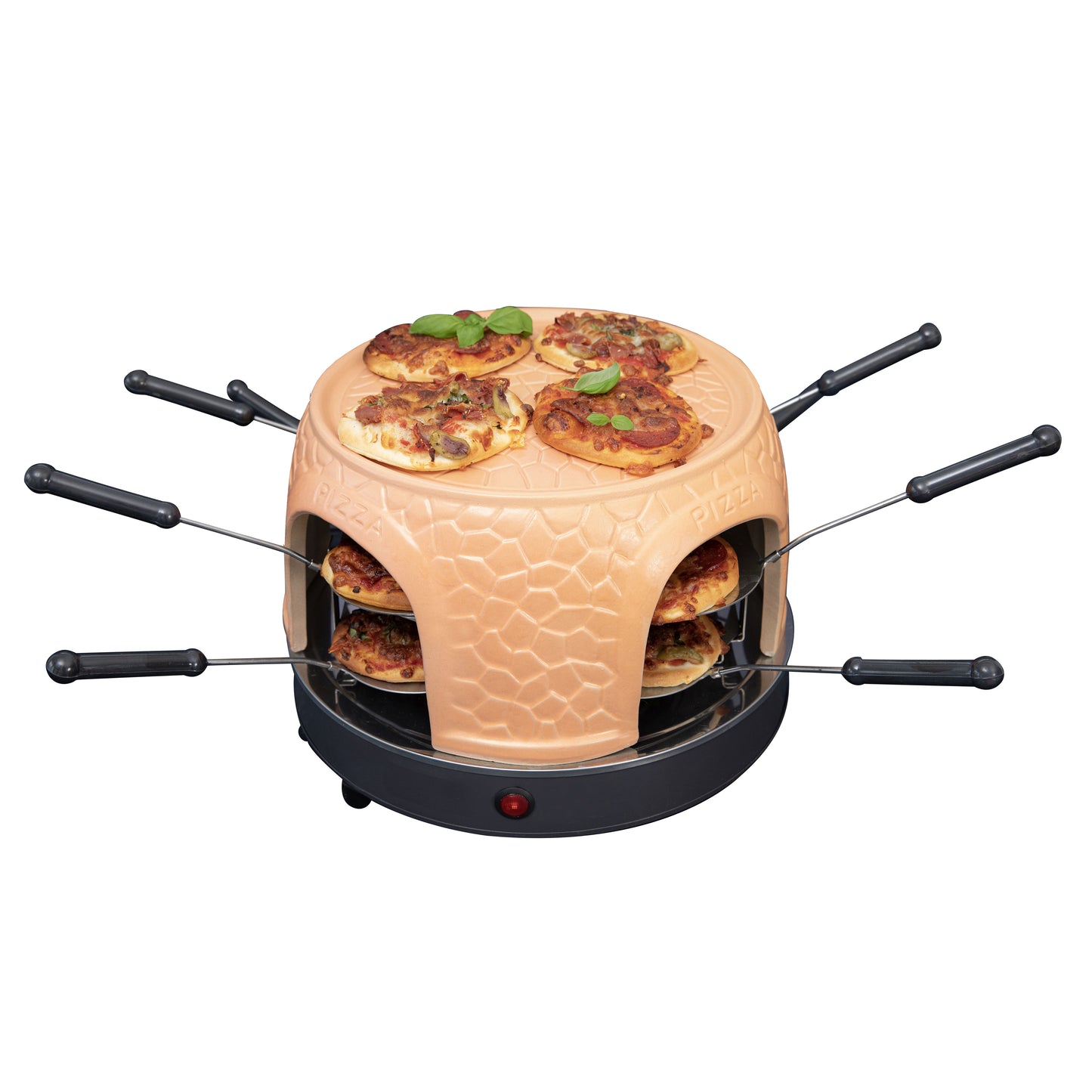 Gastronoma 18310018 - Pizza oven voor 8 personen - Inclusief bakspatels, bakplaat en pizzavorm - Keramiek/Grijs