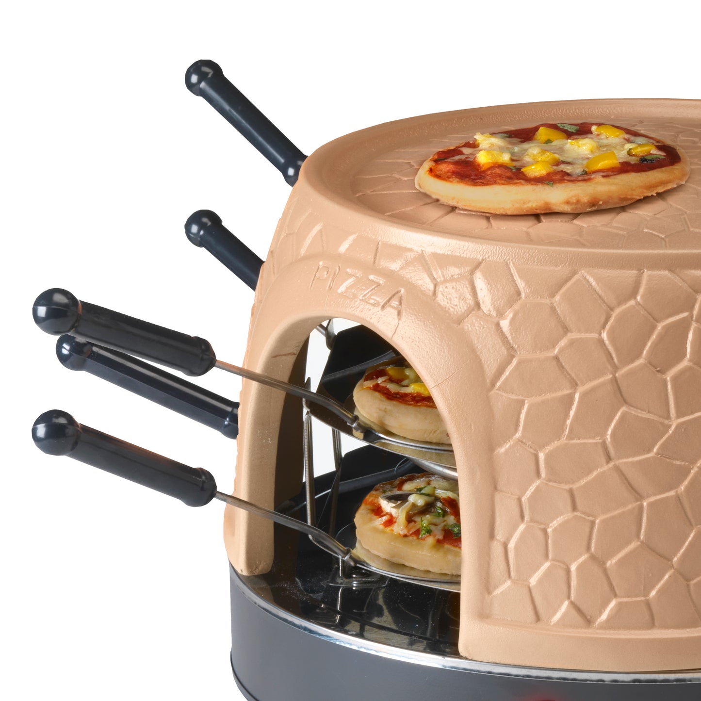 Gastronoma 18310018 - Pizza oven voor 8 personen - Inclusief bakspatels, bakplaat en pizzavorm - Keramiek/Grijs