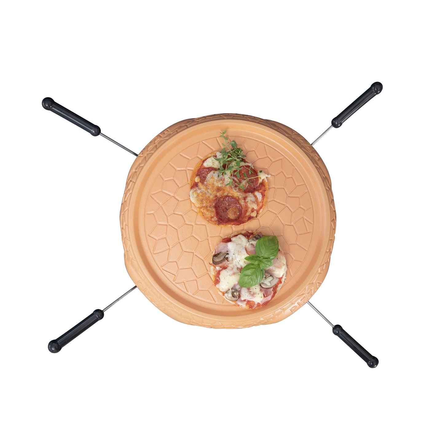 Gastronoma 18310016 - Pizza oven voor 4 personen - Inclusief bakspatels, bakplaat en pizzavorm - Keramiek/Grijs