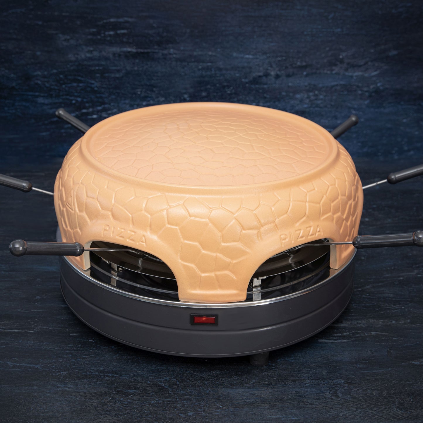 Gastronoma 18310017 - Pizza oven voor 6 personen - Inclusief bakspatels, bakplaat en pizzavorm - Keramiek/Grijs