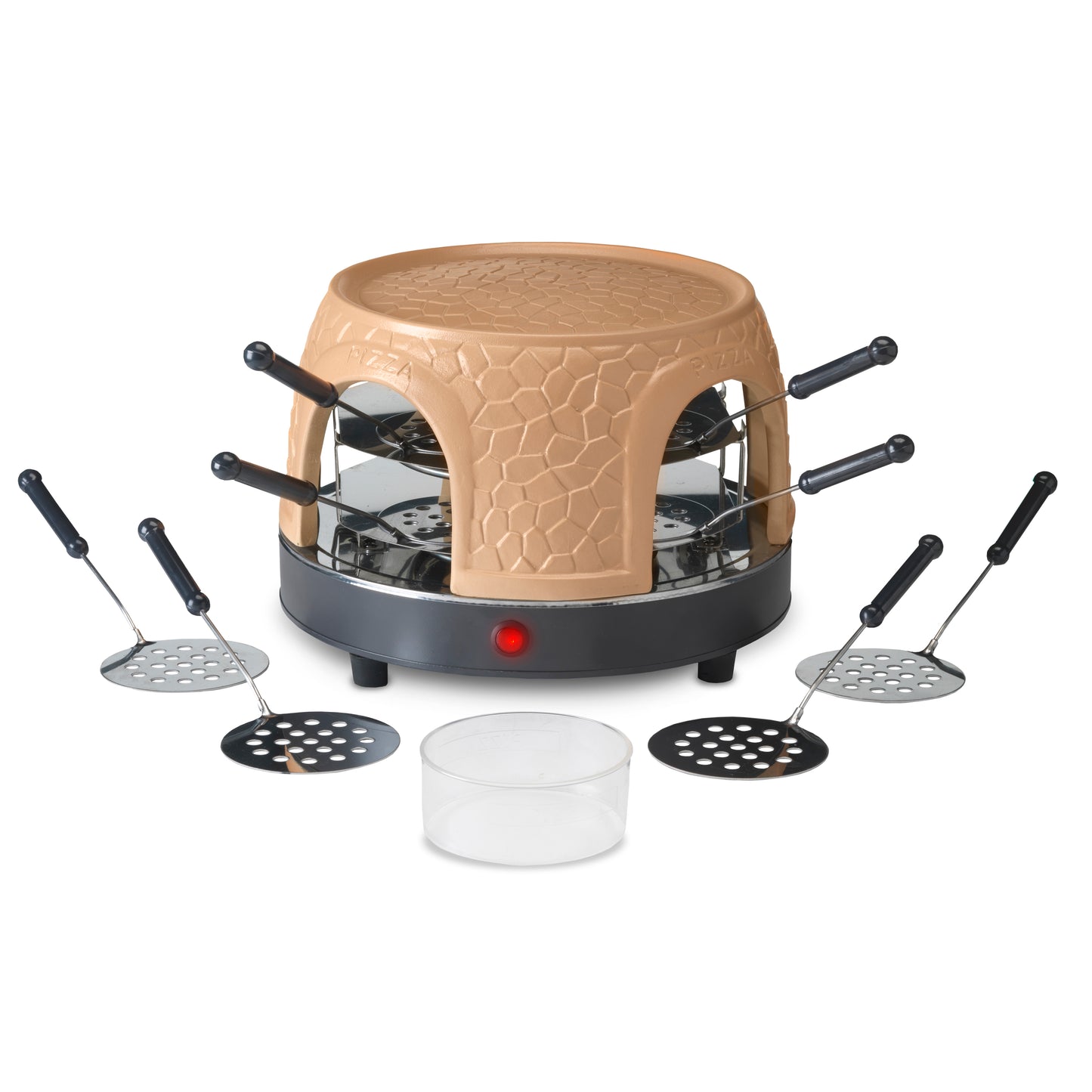Gastronoma 18310018 - Pizza oven voor 8 personen - Inclusief bakspatels, bakplaat en pizzavorm - Keramiek/Grijs