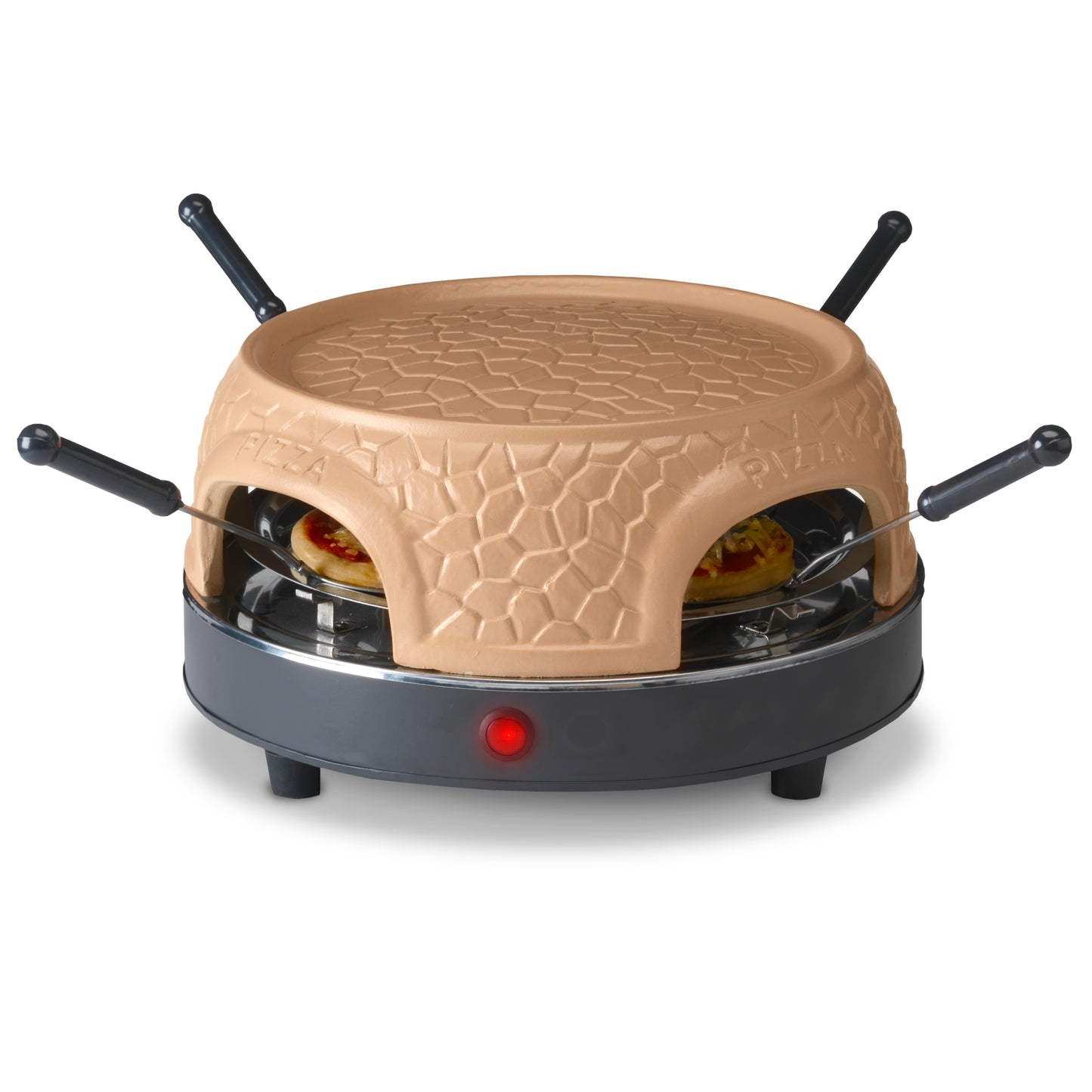 Gastronoma 18310016 - Pizza oven voor 4 personen - Inclusief bakspatels, bakplaat en pizzavorm - Keramiek/Grijs