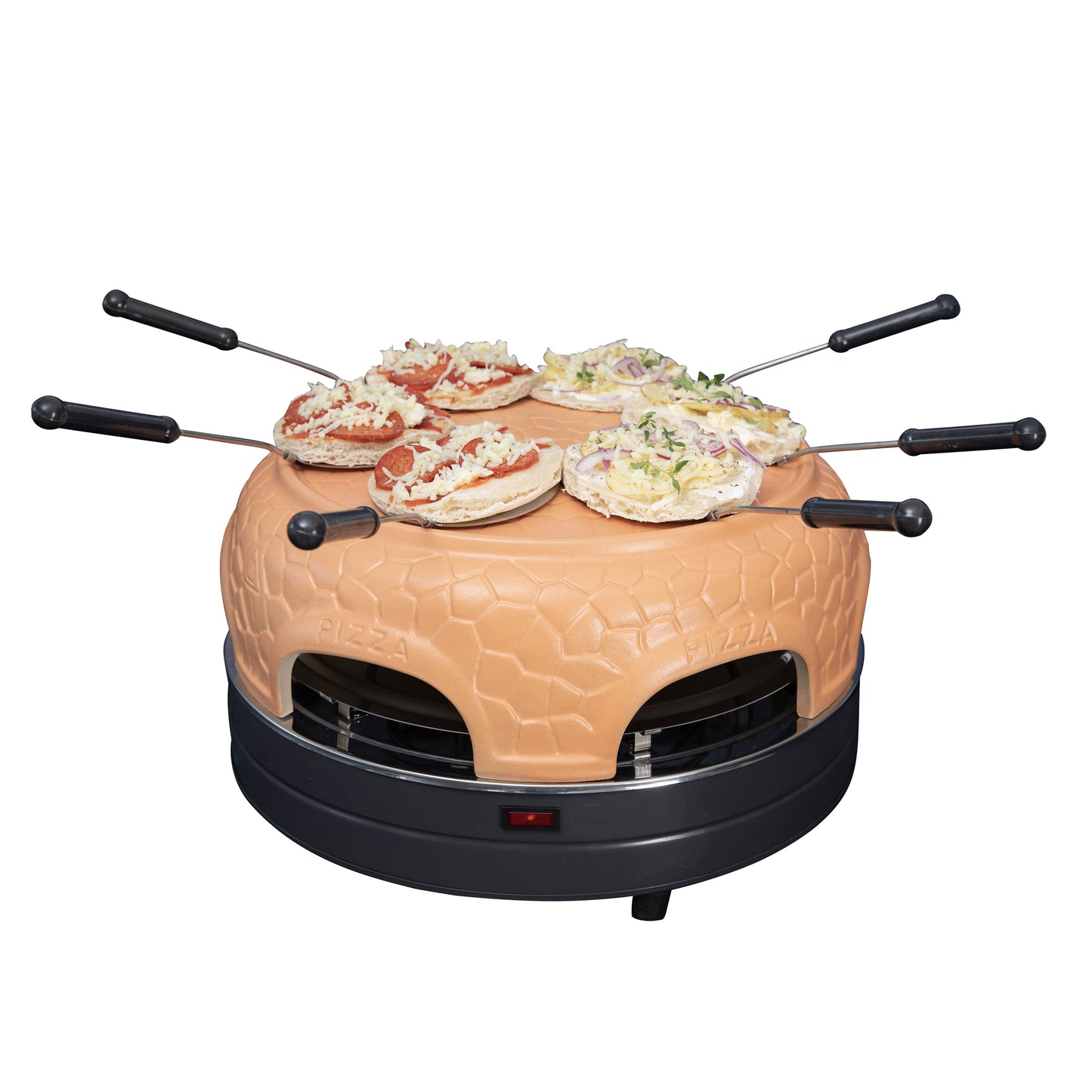 Gastronoma 18310017 - Pizza oven voor 6 personen - Inclusief bakspatels, bakplaat en pizzavorm - Keramiek/Grijs