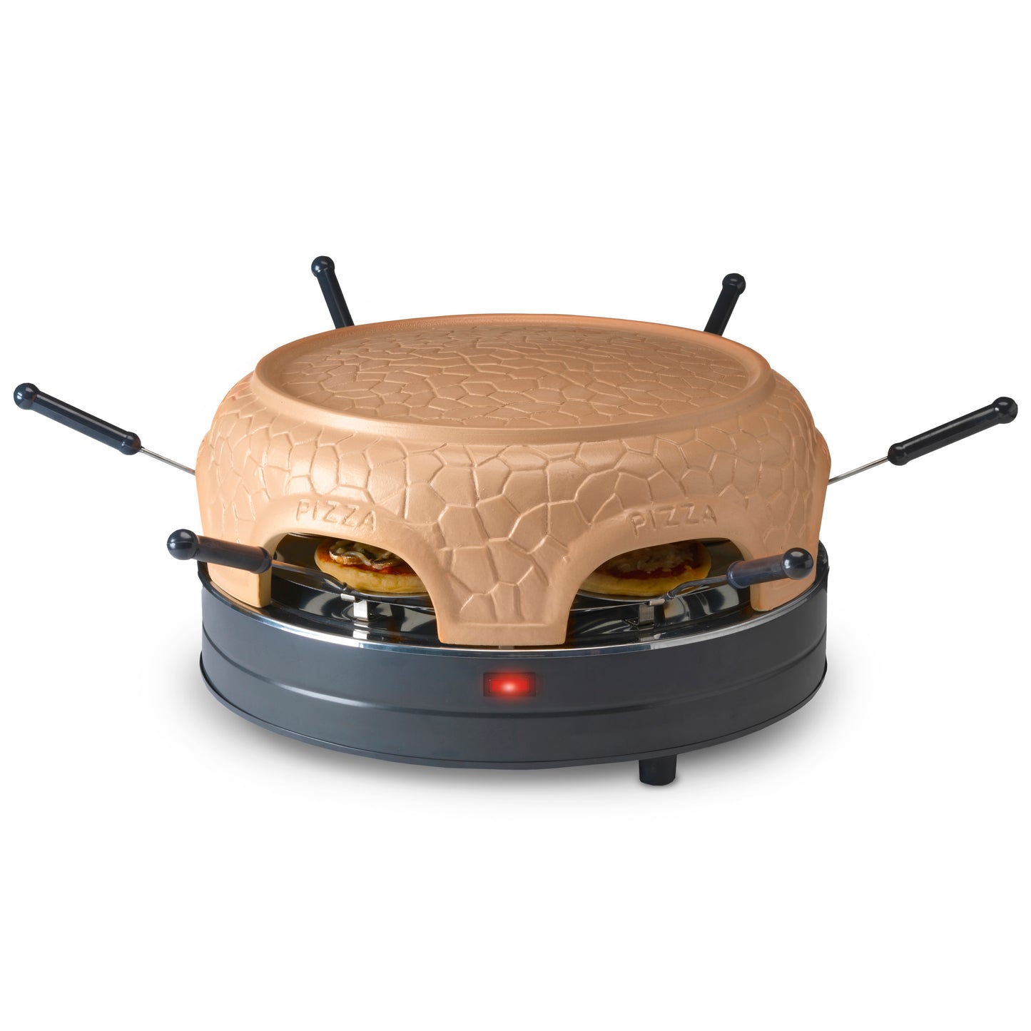 Gastronoma 18310017 - Pizza oven voor 6 personen - Inclusief bakspatels, bakplaat en pizzavorm - Keramiek/Grijs