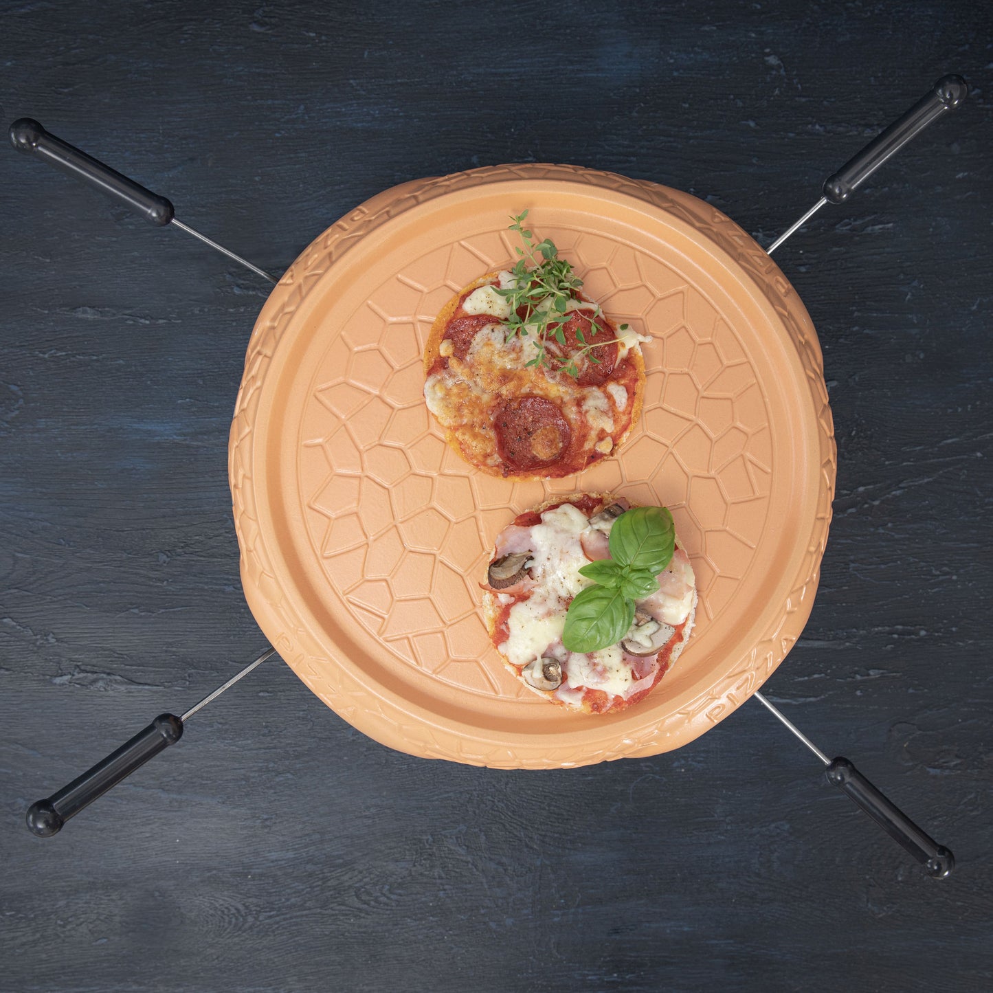 Gastronoma 18310016 - Pizza oven voor 4 personen - Inclusief bakspatels, bakplaat en pizzavorm - Keramiek/Grijs