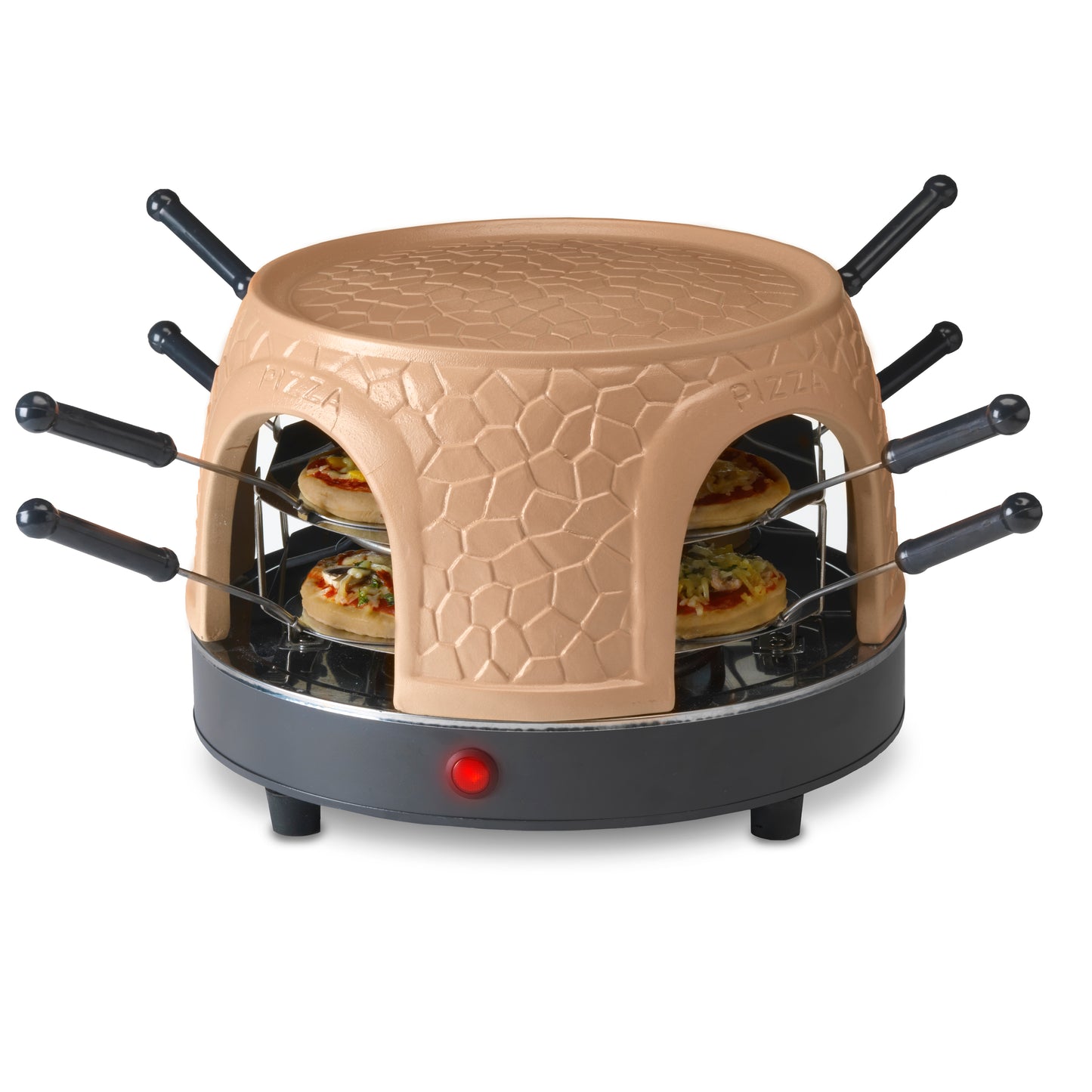 Gastronoma 18310018 - Pizza oven voor 8 personen - Inclusief bakspatels, bakplaat en pizzavorm - Keramiek/Grijs