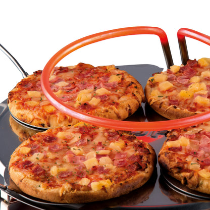 Gastronoma 18310017 - Pizza oven voor 6 personen - Inclusief bakspatels, bakplaat en pizzavorm - Keramiek/Grijs