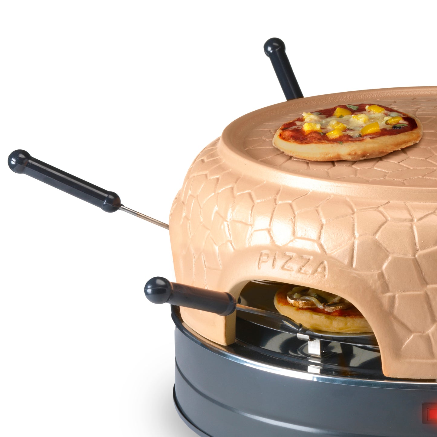 Gastronoma 18310017 - Pizza oven voor 6 personen - Inclusief bakspatels, bakplaat en pizzavorm - Keramiek/Grijs
